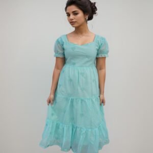 Heart Embroidery Maxi Blue